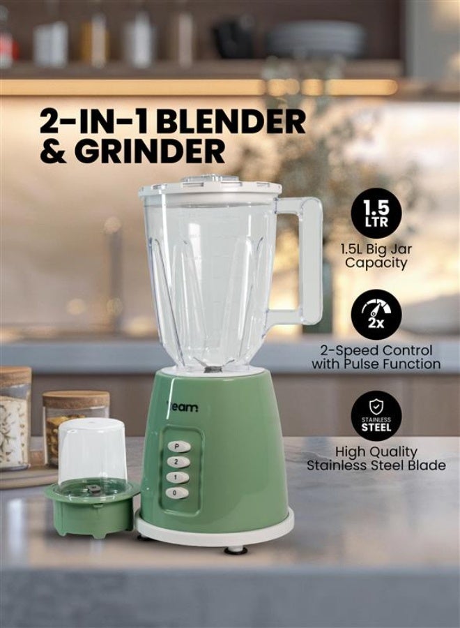 تيم Team 1.5L Blender with Plastic Jar, 2-Speed + Pulse Function, Stainless Steel Blade, 300W Powerful Motor, Easy-to-Clean, Durable Kitchen Appliance - Image 4